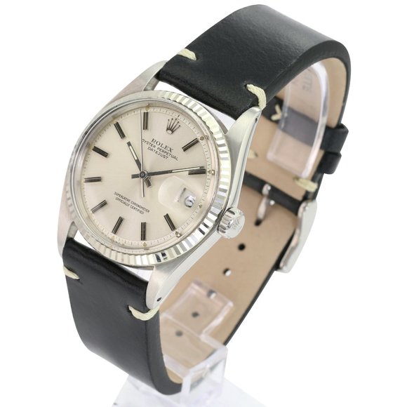 Rolex Mens Datejust Silver Dial Black Leather 36mm - Picture 4 of 7